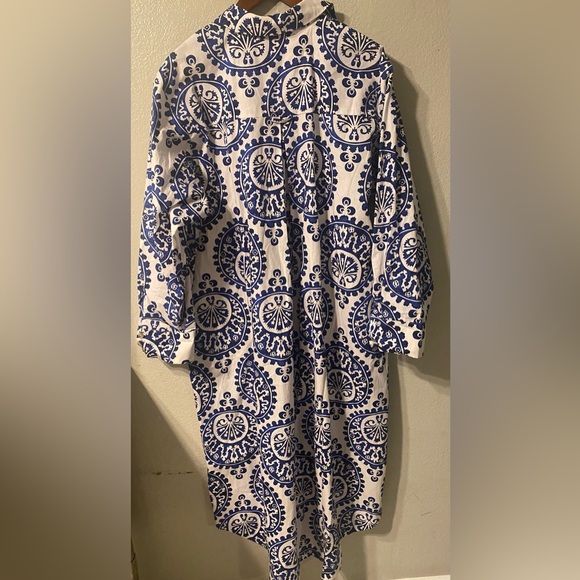 NWT Anthropologie Maeve The Soren in Navy White Medallion Print Shirt Dress 1X - Picture 10 of 10